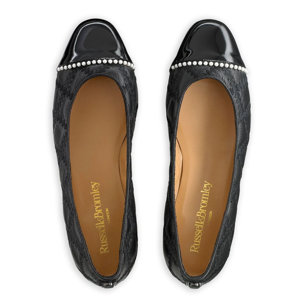 Dámské Baleríny Russell & Bromley Boulevard Pearl Černé | CZ-63275A