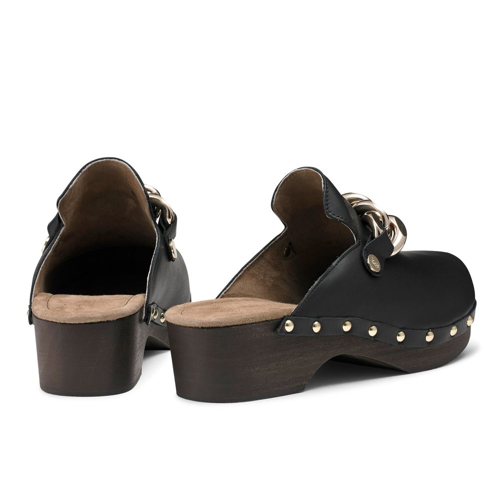 Dámské Boty Mules Russell & Bromley Dellabosco Chain Closed Špicí Černé | CZ-75482T