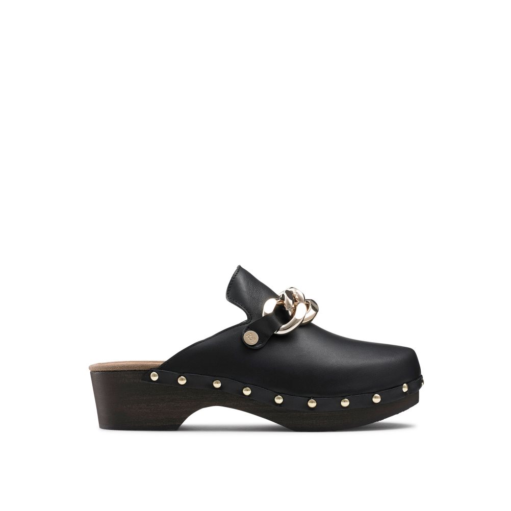 Dámské Boty Mules Russell & Bromley Dellabosco Chain Closed Špicí Černé | CZ-75482T