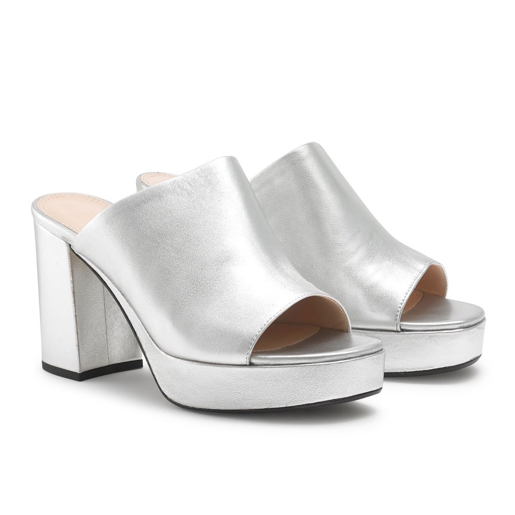 Dámské Boty Mules Russell & Bromley Topmule Platformy Stříbrné | CZ-29314L