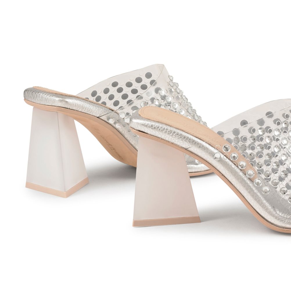 Dámské Boty Mules Russell & Bromley Zeus Perspex Stříbrné | CZ-79148X