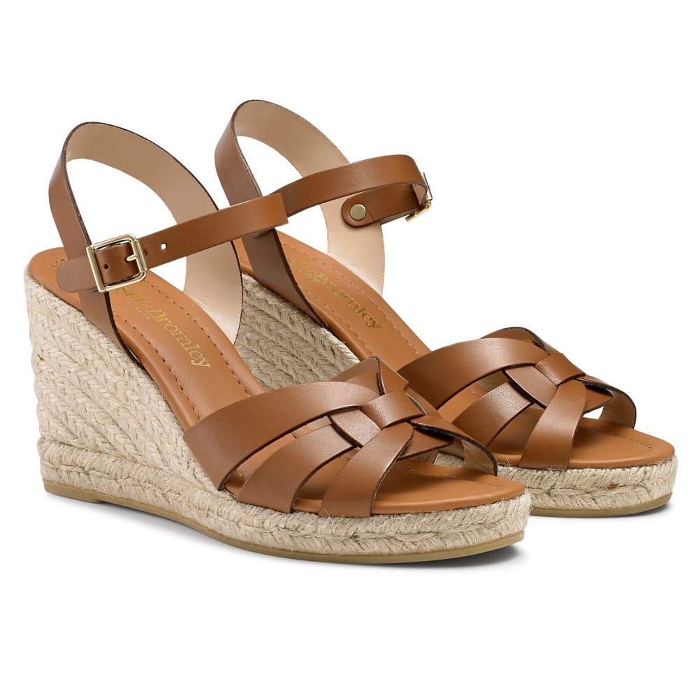 Dámské Boty Na Klínku Russell & Bromley Headspin Woven Espadrilky Hnědé | CZ-08625N