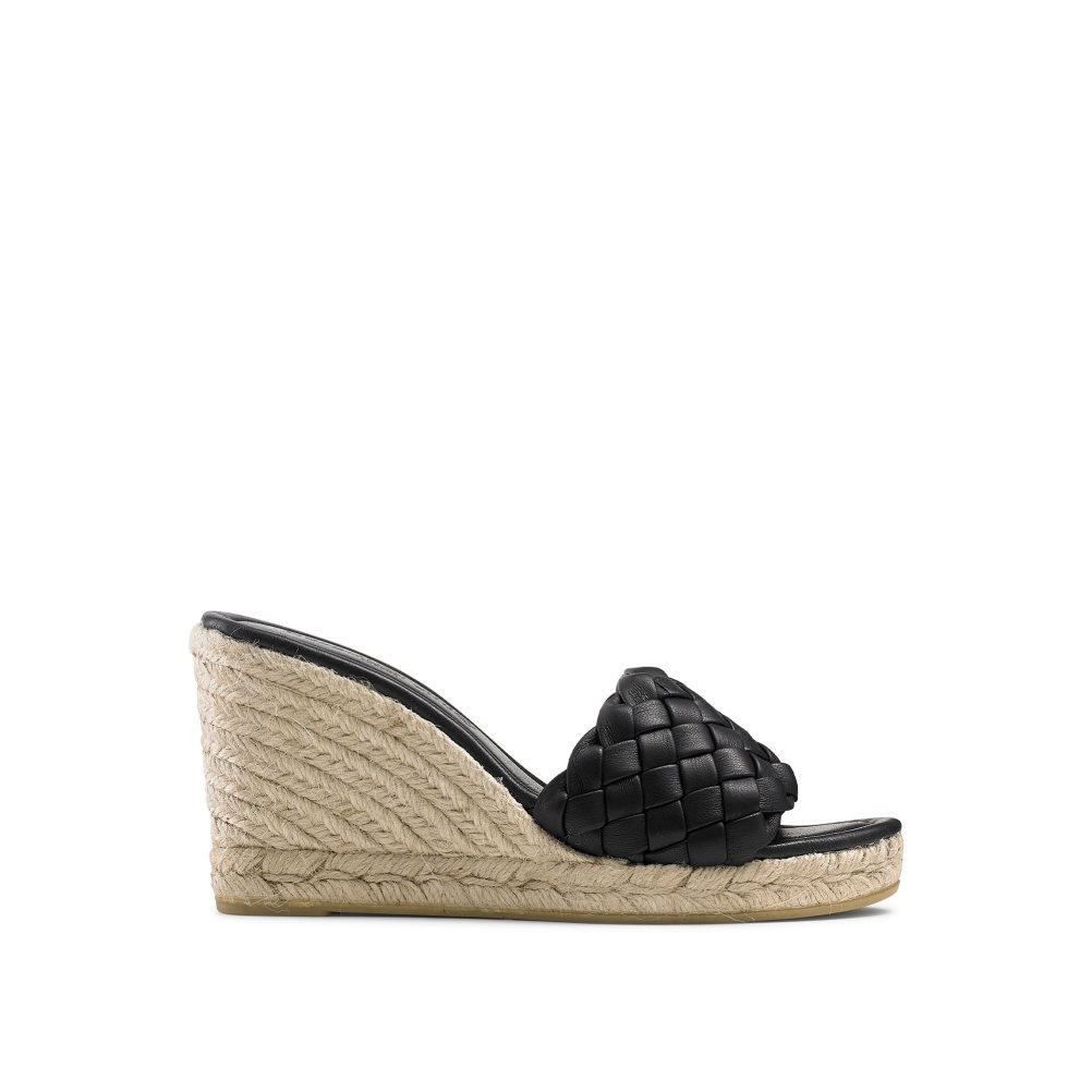 Dámské Boty Na Klínku Russell & Bromley Rhapsody Plaited Espadrilky Černé | CZ-13658O