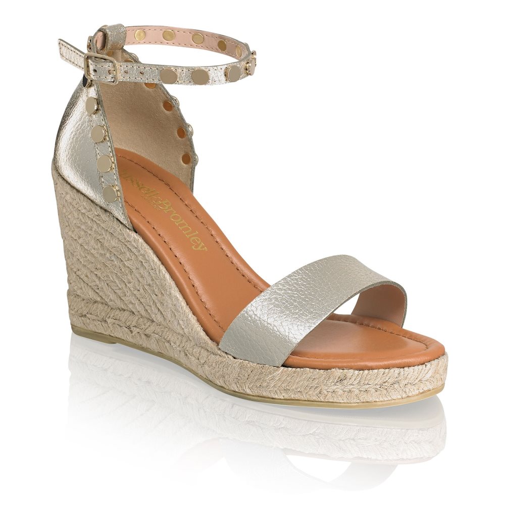 Dámské Boty Na Klínku Russell & Bromley Coin Spin Stud Espadrilky Zlaté | CZ-21456U