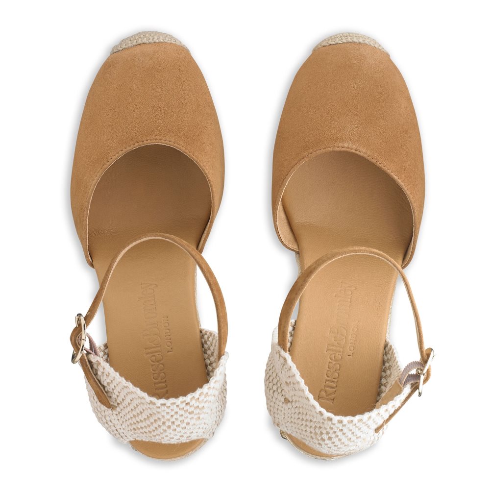 Dámské Boty Na Klínku Russell & Bromley Coco-hi Espadrilky Hnědé | CZ-21593Q