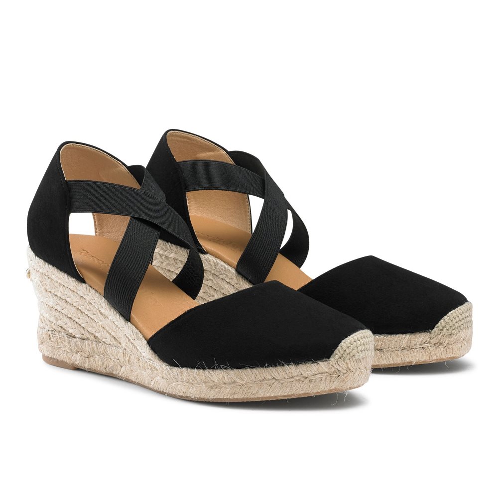 Dámské Boty Na Klínku Russell & Bromley Coco-cross Elastic Espadrilky Černé | CZ-23581L