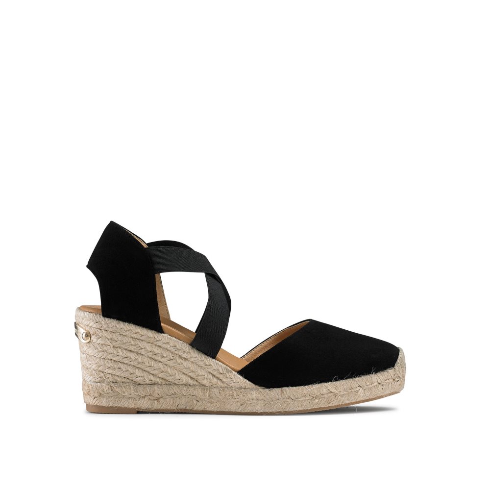 Dámské Boty Na Klínku Russell & Bromley Coco-cross Elastic Espadrilky Černé | CZ-23581L