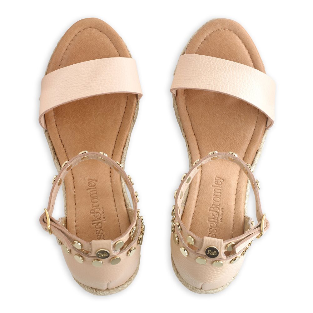 Dámské Boty Na Klínku Russell & Bromley Coin Spin Stud Espadrilky Růžové | CZ-37154X