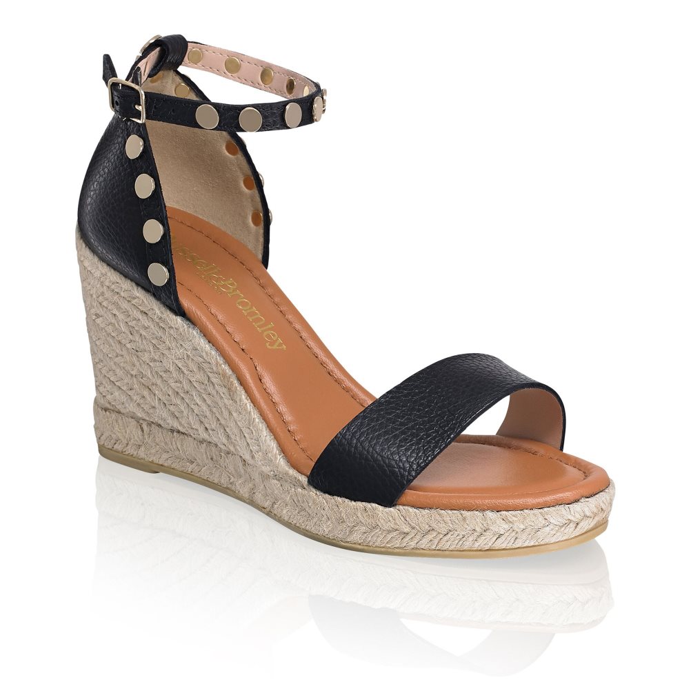 Dámské Boty Na Klínku Russell & Bromley Coin Spin Stud Espadrilky Černé | CZ-45703P