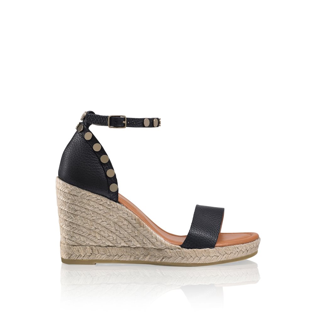 Dámské Boty Na Klínku Russell & Bromley Coin Spin Stud Espadrilky Černé | CZ-45703P