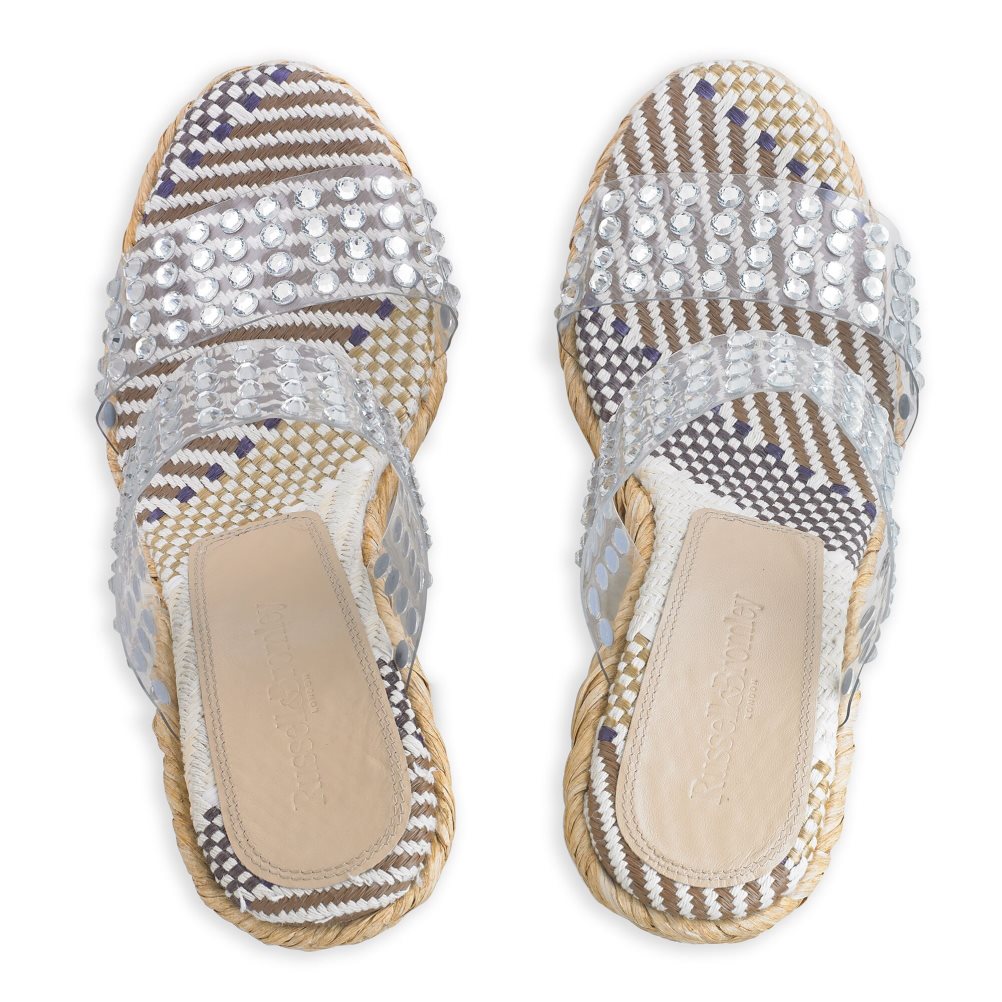 Dámské Boty Na Klínku Russell & Bromley Iceberg Perspex Espadrilky Stříbrné | CZ-54203T