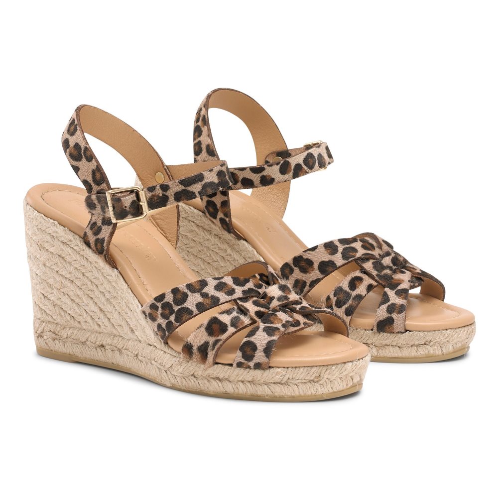 Dámské Boty Na Klínku Russell & Bromley Headspin Woven Espadrilky Leopard | CZ-63489V