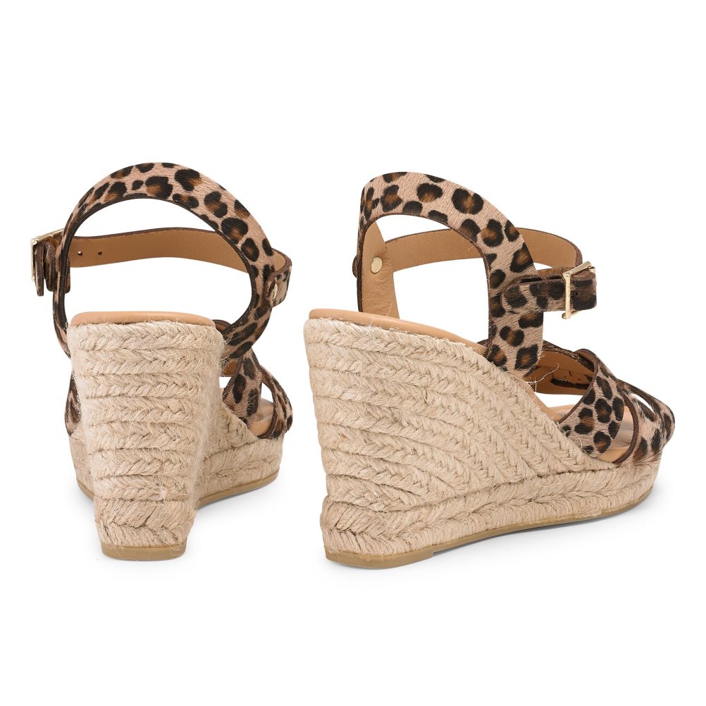 Dámské Boty Na Klínku Russell & Bromley Headspin Woven Espadrilky Leopard | CZ-63489V