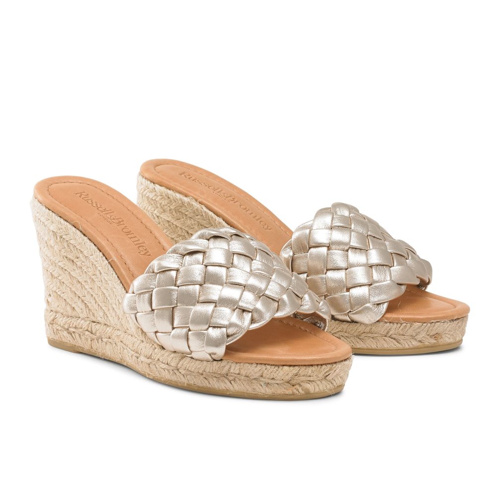 Dámské Boty Na Klínku Russell & Bromley Rhapsody Plaited Espadrilky Zlaté | CZ-69043F