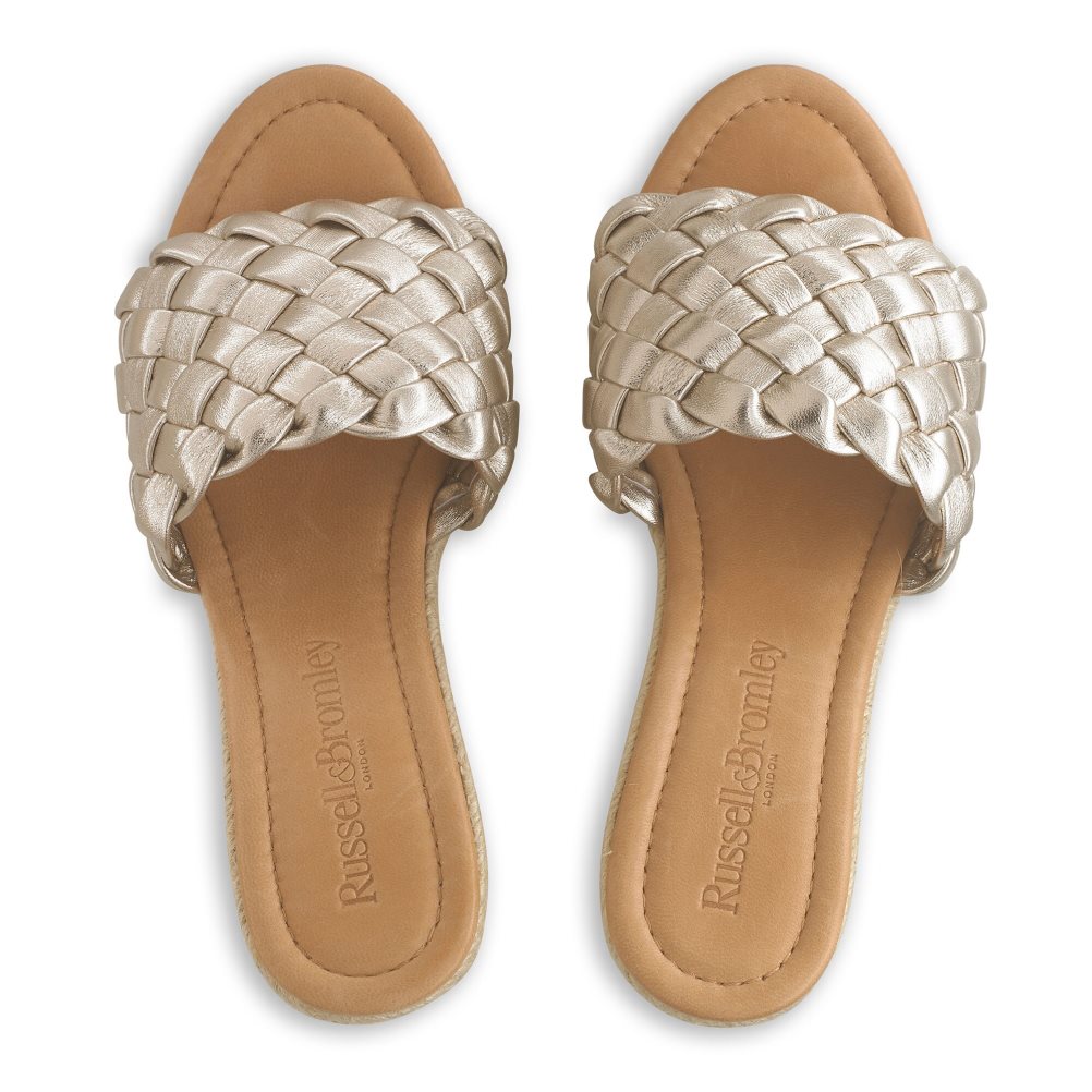 Dámské Boty Na Klínku Russell & Bromley Rhapsody Plaited Espadrilky Zlaté | CZ-69043F