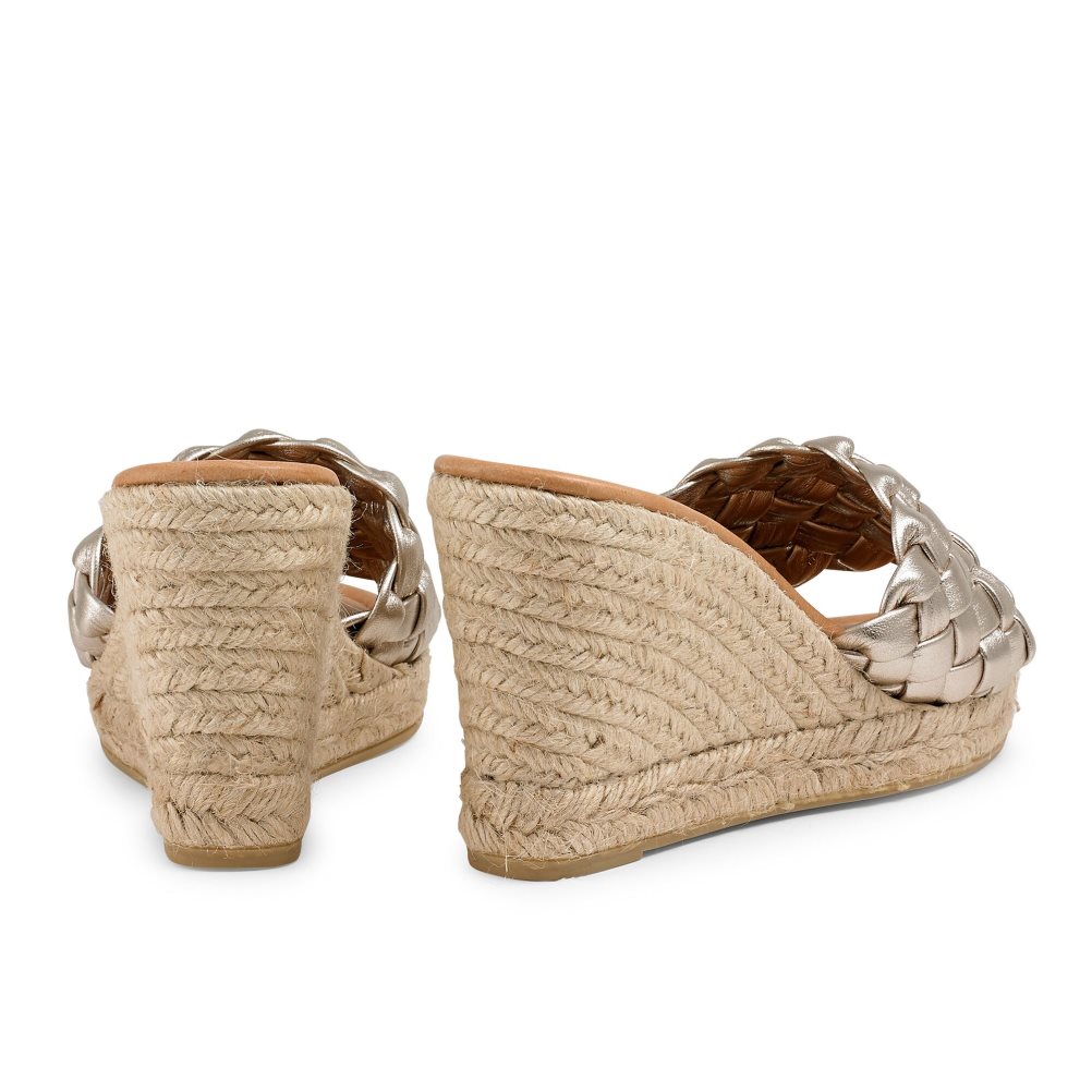 Dámské Boty Na Klínku Russell & Bromley Rhapsody Plaited Espadrilky Zlaté | CZ-69043F