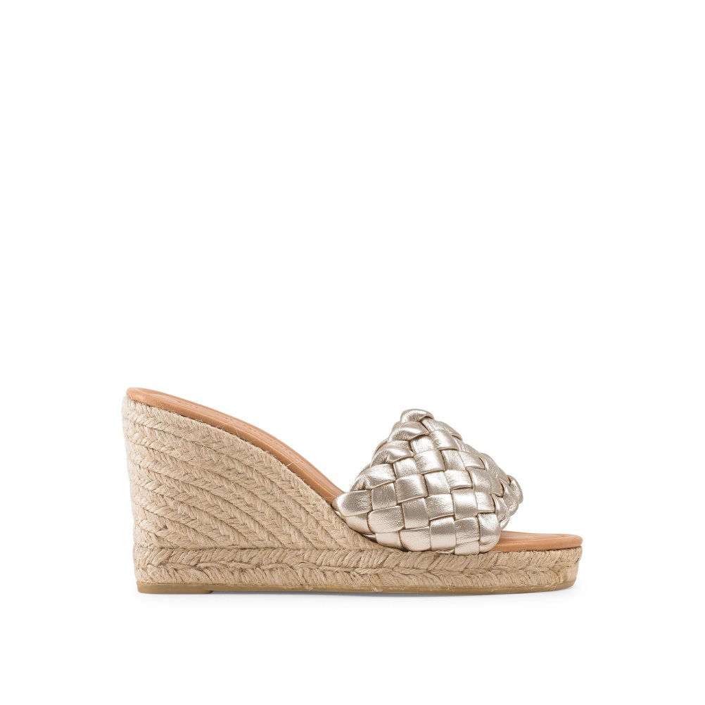 Dámské Boty Na Klínku Russell & Bromley Rhapsody Plaited Espadrilky Zlaté | CZ-69043F