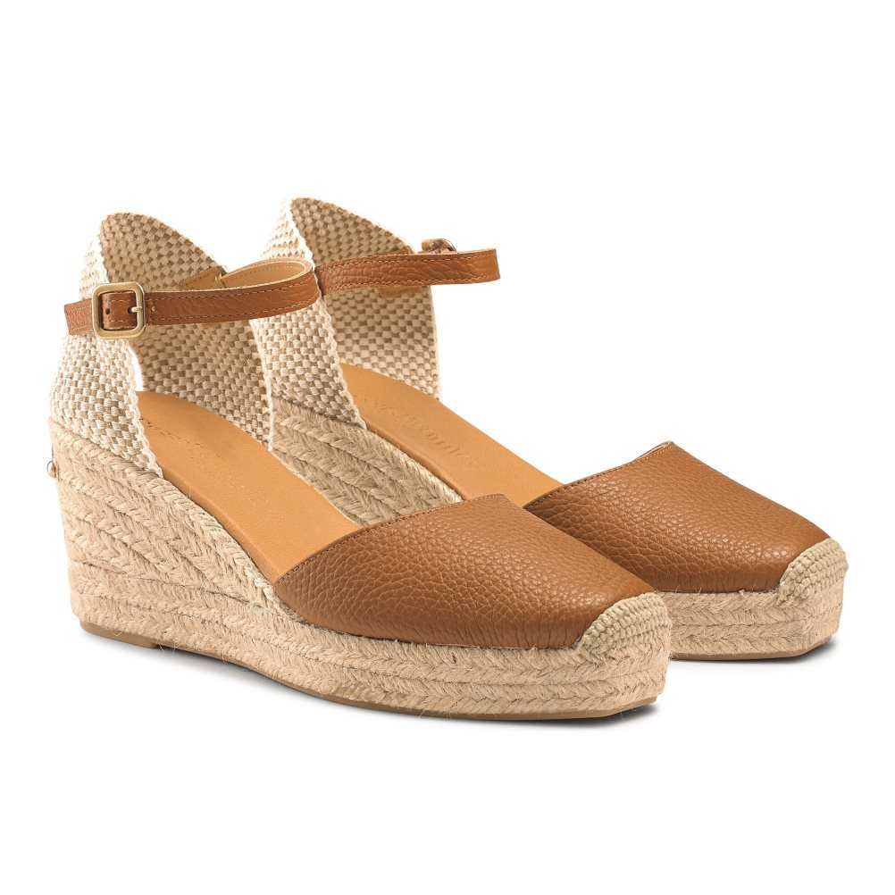 Dámské Boty Na Klínku Russell & Bromley Pineapple Square Špicí Espadrilky Hnědé | CZ-78603U