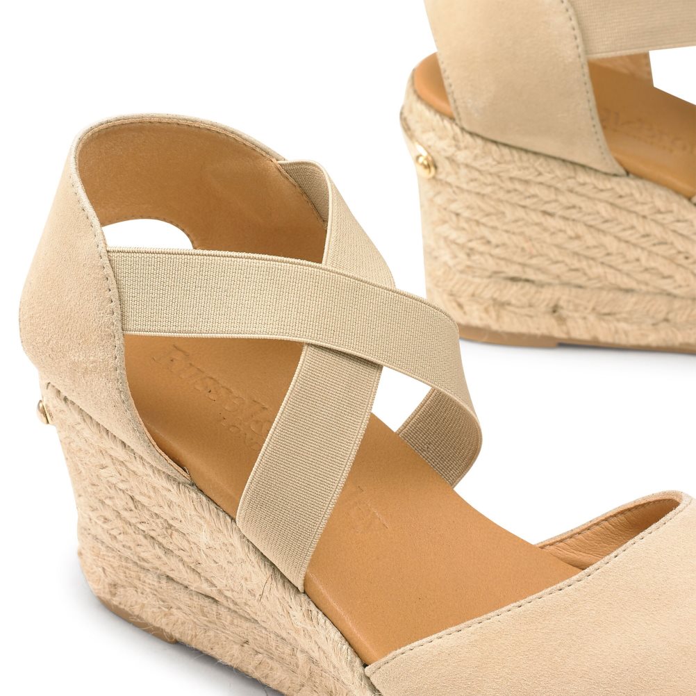 Dámské Boty Na Klínku Russell & Bromley Coco-cross Elastic Espadrilky Světle Hnědé | CZ-83702Y