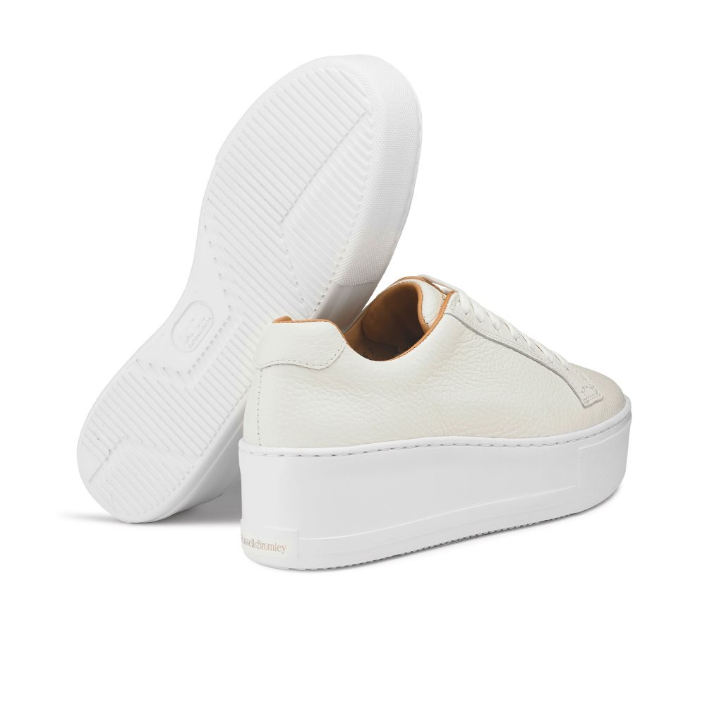 Dámské Boty Na Platformy Russell & Bromley Park Life Krajkové-up Flatform Bílé | CZ-53201H