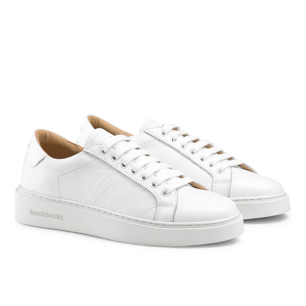 Dámské Boty Na Platformy Russell & Bromley Gleam Low Top Krajkové Up Bílé | CZ-71640H