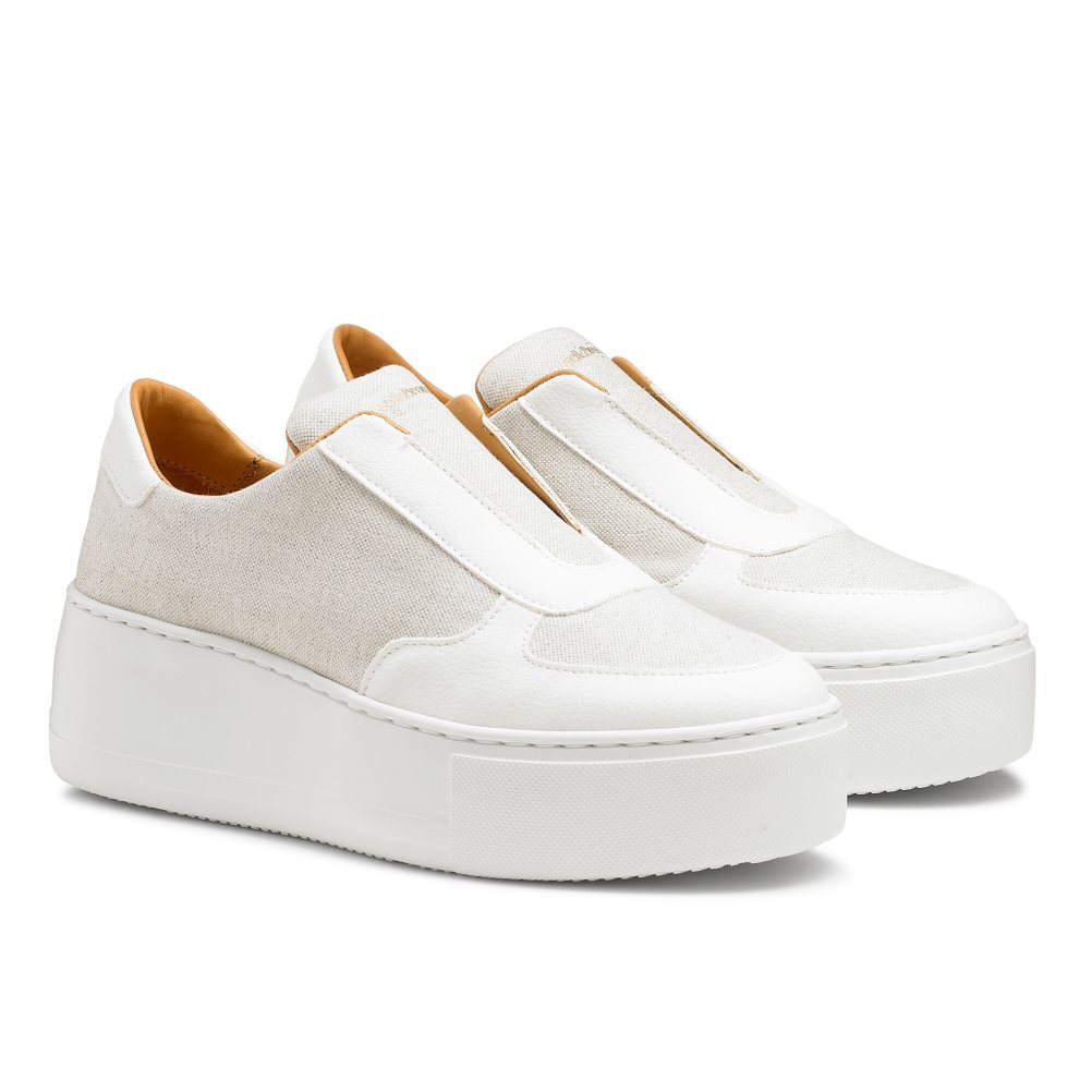 Dámské Boty Na Platformy Russell & Bromley Park Ave Eco Flatform Bílé | CZ-79461E