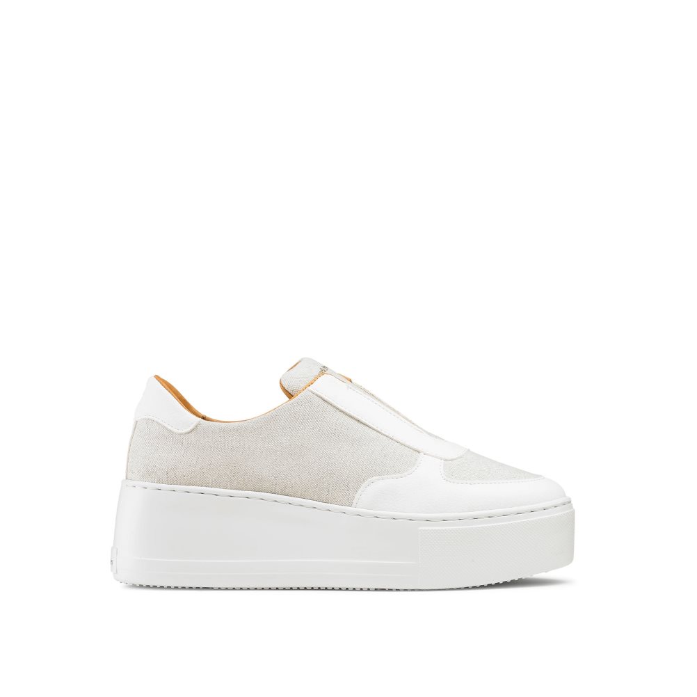 Dámské Boty Na Platformy Russell & Bromley Park Ave Eco Flatform Bílé | CZ-79461E