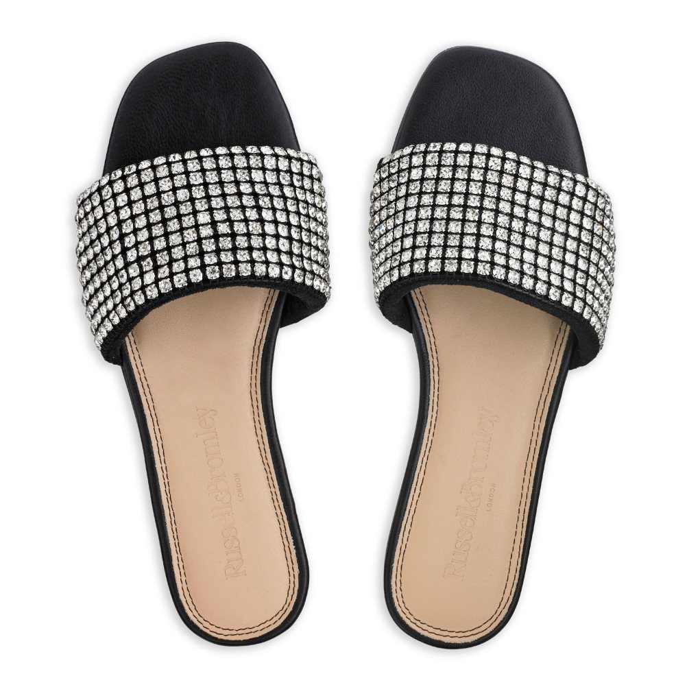 Dámské Pantofle Russell & Bromley Blingmule Diamante Černé | CZ-75026S