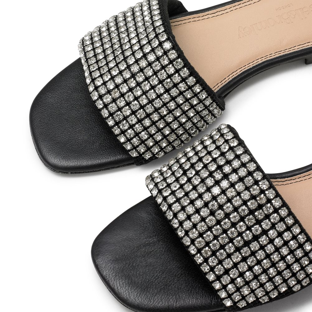 Dámské Pantofle Russell & Bromley Blingmule Diamante Černé | CZ-75026S