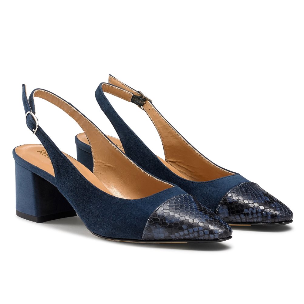 Dámské Podpatky Russell & Bromley Made Up Slingback Hadí Kůže Tmavě Blankyt | CZ-45197I