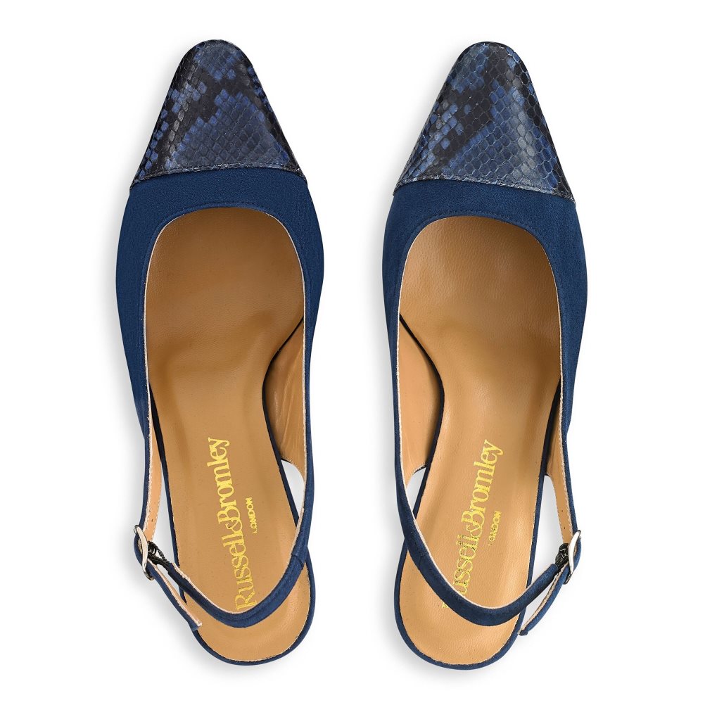 Dámské Podpatky Russell & Bromley Made Up Slingback Hadí Kůže Tmavě Blankyt | CZ-45197I