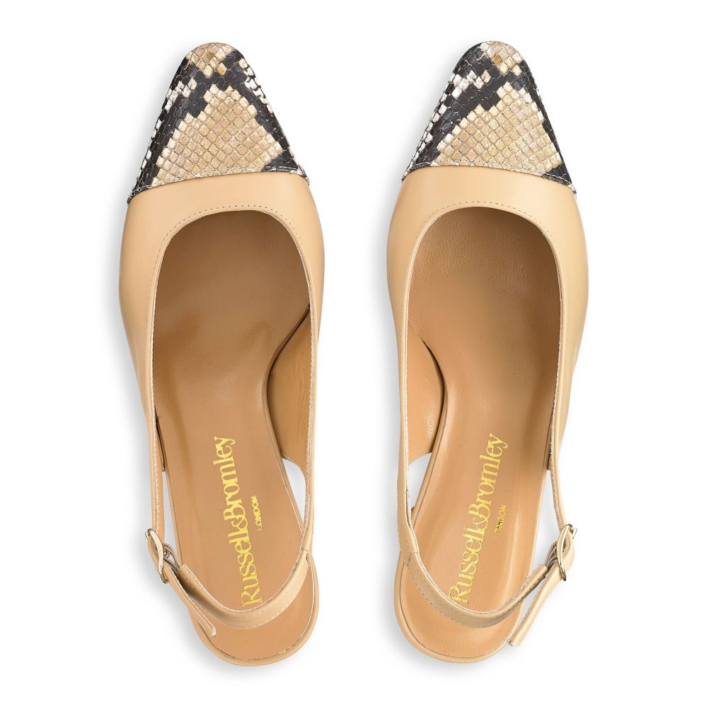 Dámské Podpatky Russell & Bromley Made Up Slingback Hadí Kůže Béžový | CZ-94016O