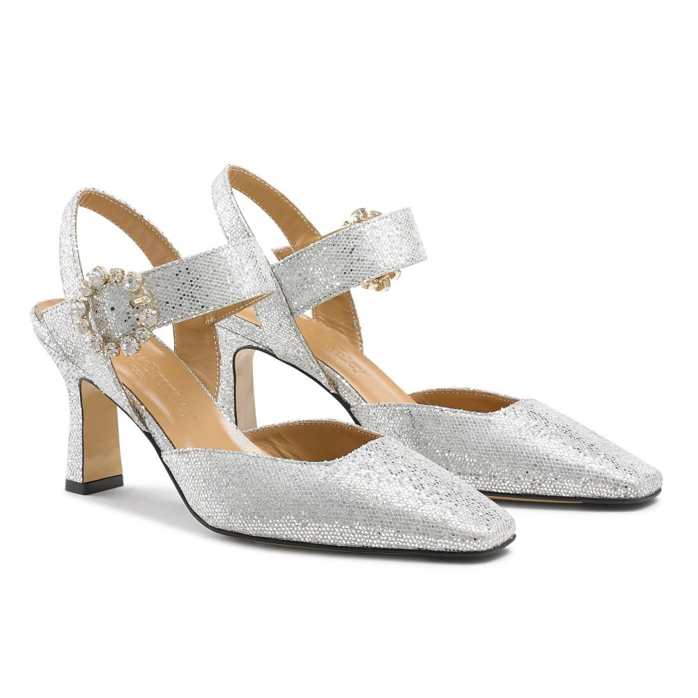 Dámské Podpatky Russell & Bromley Strictly Embellished Court Stříbrné | CZ-38206J