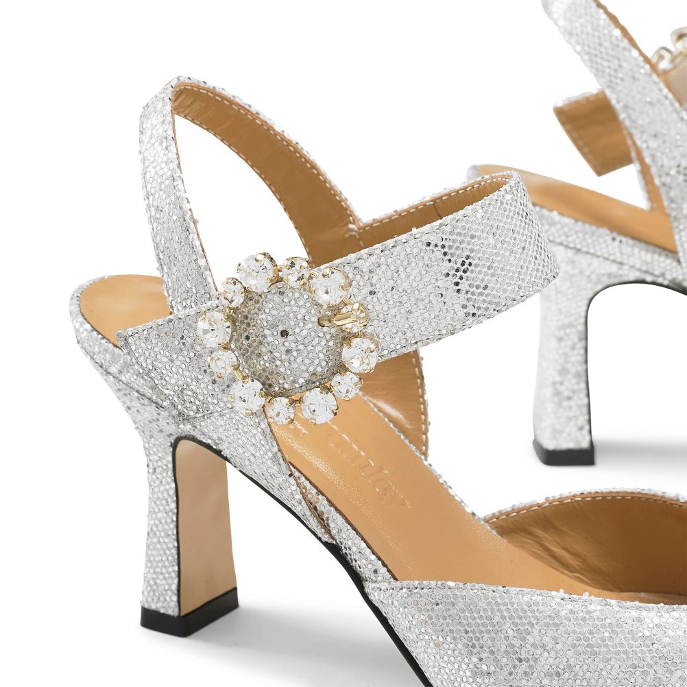 Dámské Podpatky Russell & Bromley Strictly Embellished Court Stříbrné | CZ-38206J