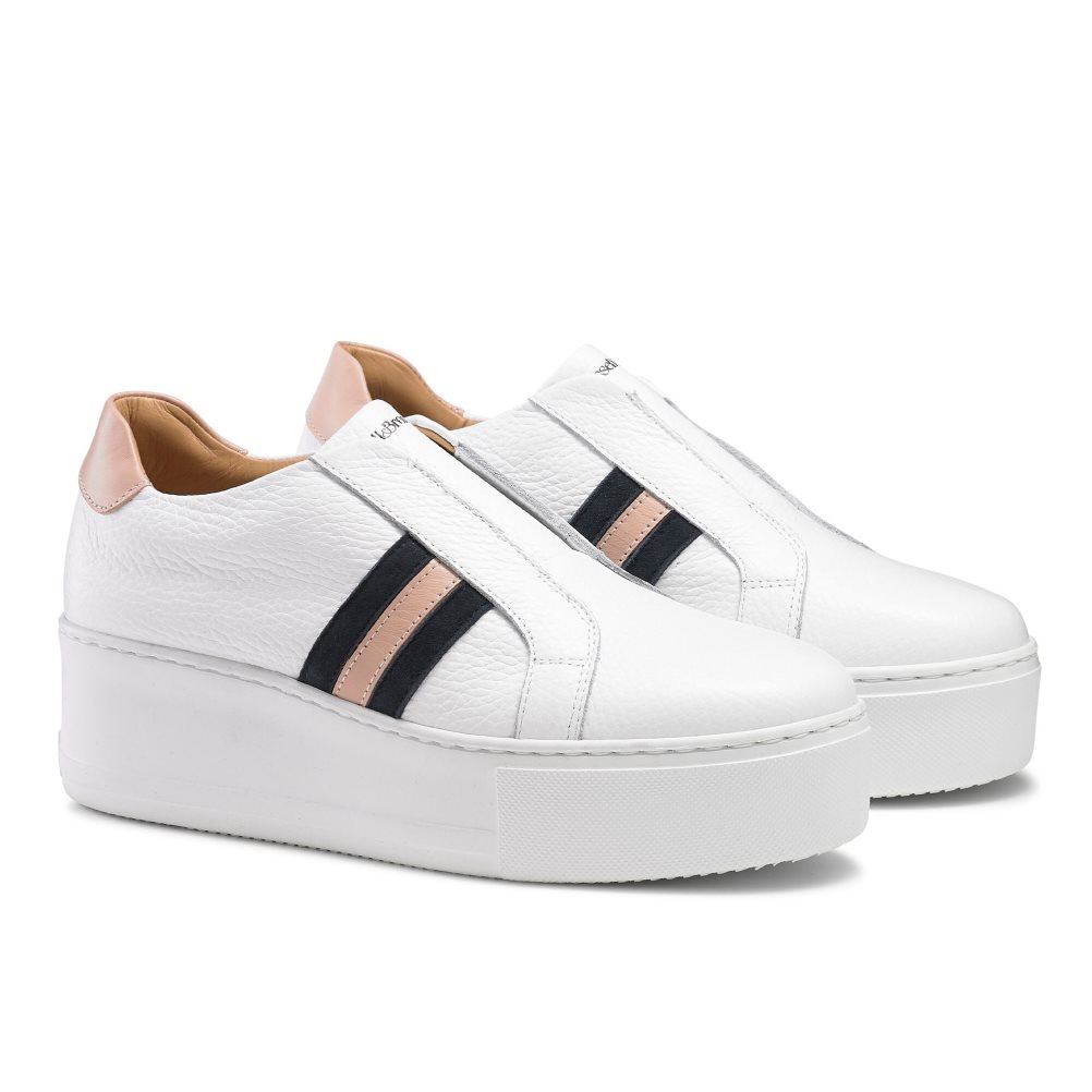 Dámské Tenisky Russell & Bromley Stripe Stripe Flatform Bílé | CZ-27654C