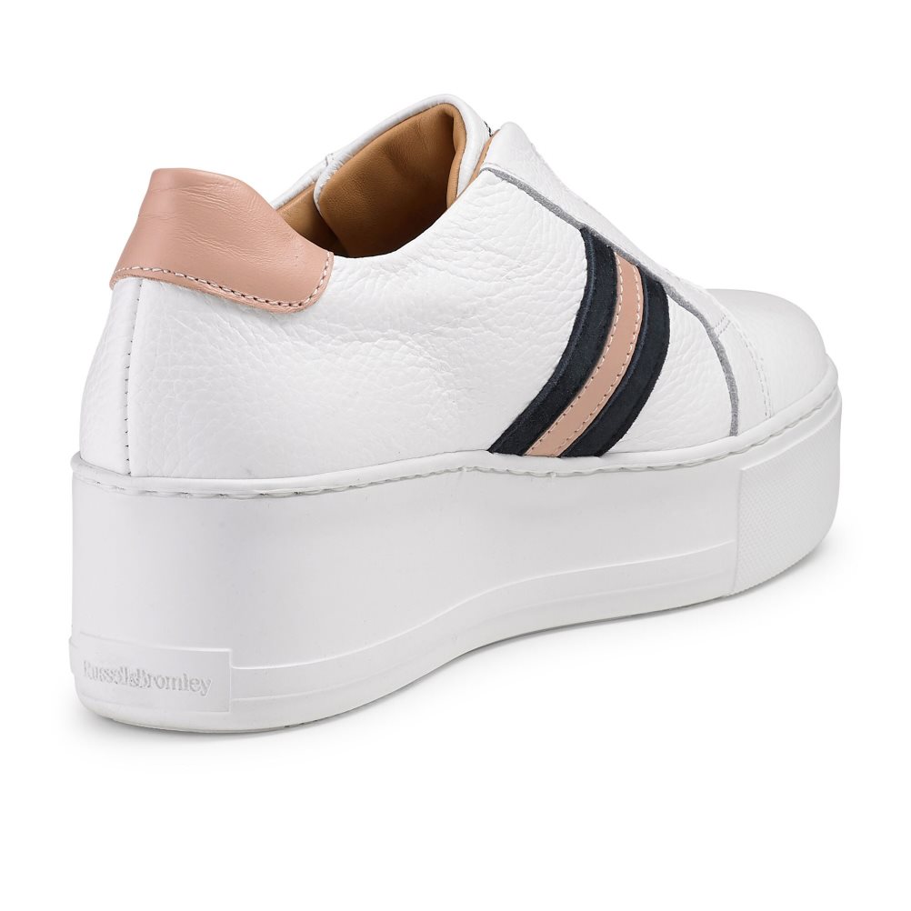 Dámské Tenisky Russell & Bromley Stripe Stripe Flatform Bílé | CZ-27654C