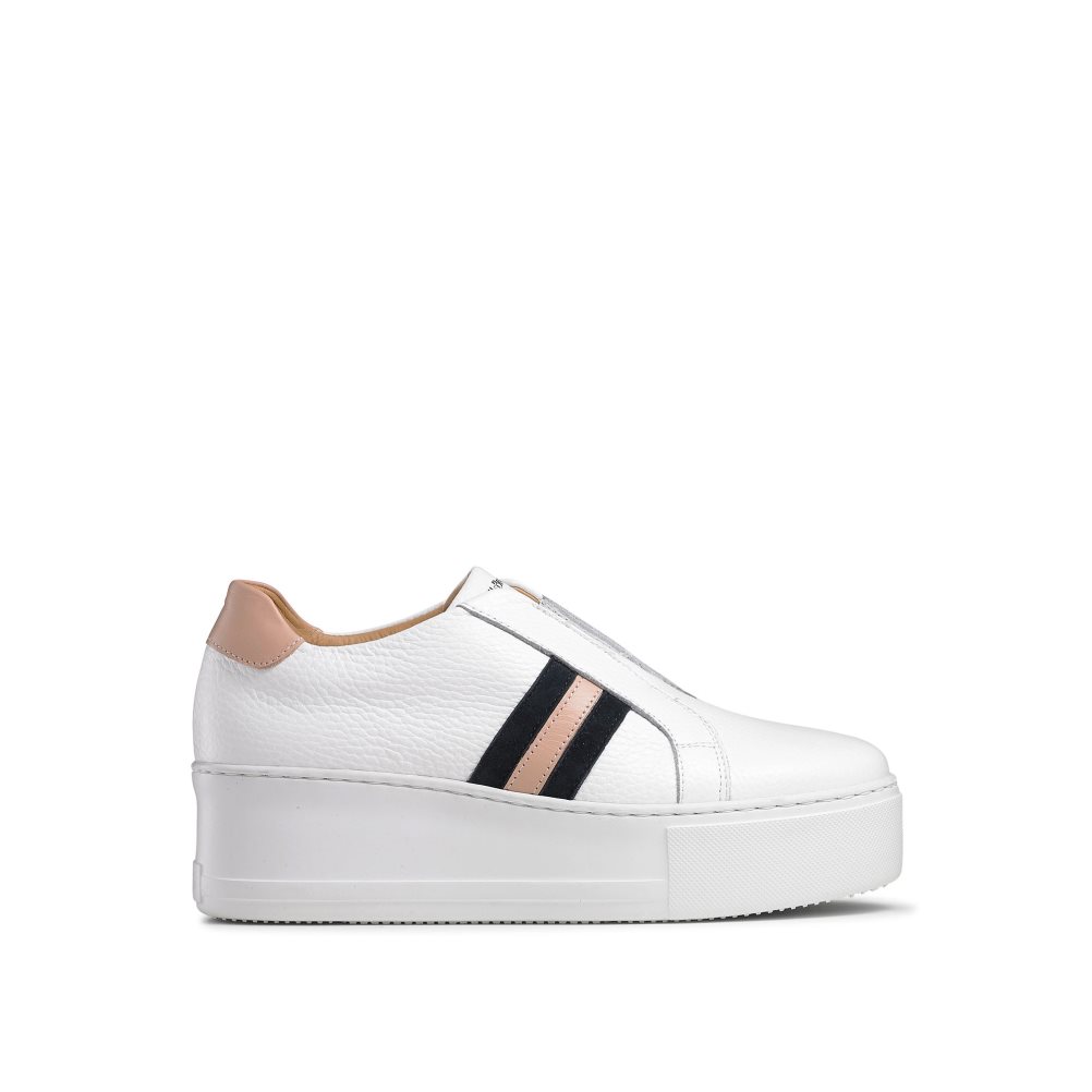 Dámské Tenisky Russell & Bromley Stripe Stripe Flatform Bílé | CZ-27654C