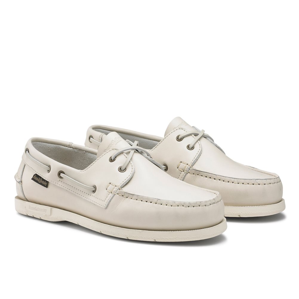 Pánské Boty Casual Russell & Bromley Bowline Waxy Læder Deck Béžový | CZ-91785C