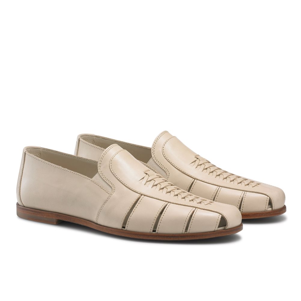 Pánské Boty Casual Russell & Bromley Southend Weave Detail Slip On Béžový | CZ-42653G