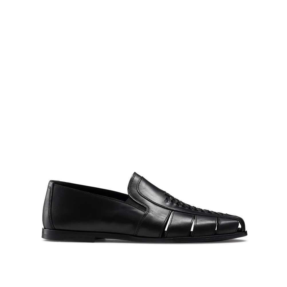 Pánské Boty Casual Russell & Bromley Southend Weave Detail Slip On Černé | CZ-45083A