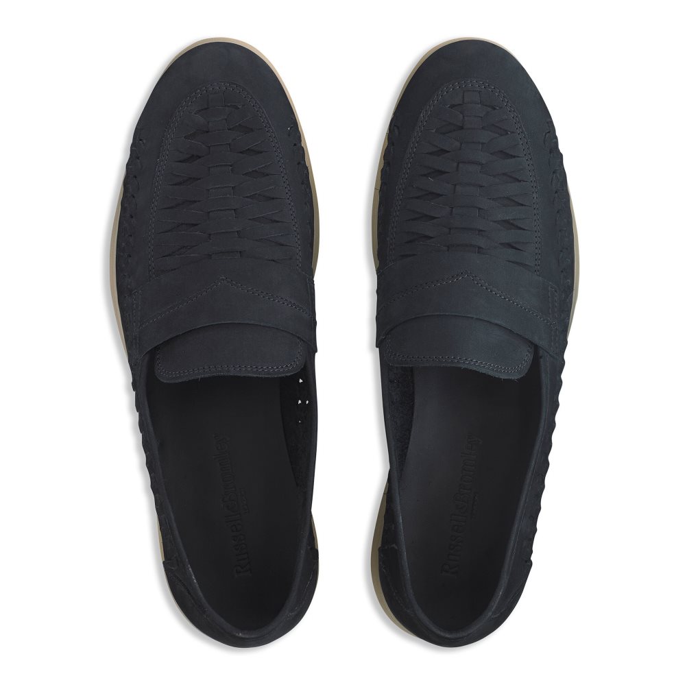 Pánské Loafers Russell & Bromley Uppermost Weave Detail Tmavě Blankyt | CZ-79241N