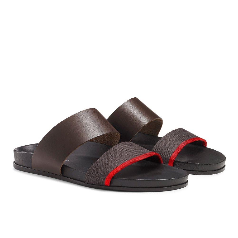 Pánské Sandály Russell & Bromley Fab Line Footbed Čokolády | CZ-36108E