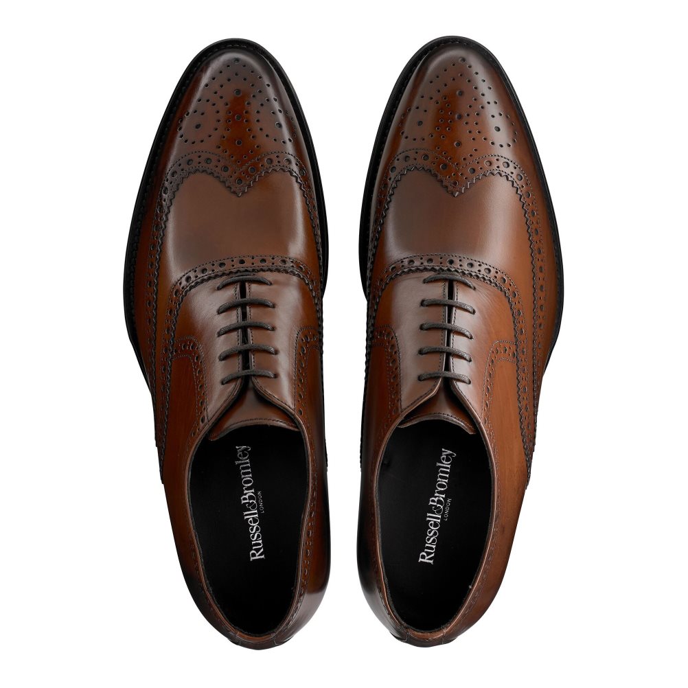 Pánské Společenské Boty Russell & Bromley Oak Antiqued Brogue Oxford Tmavě Hnědé | CZ-60281M