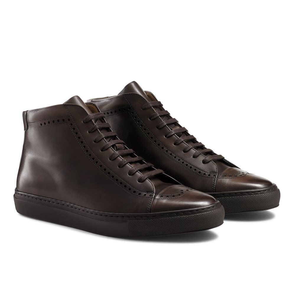 Pánské Tenisky Russell & Bromley Legend Luxury High-top Čokolády | CZ-96084H