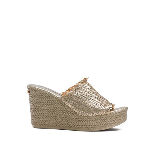 Dámské Boty Na Klínku Russell & Bromley Libertine Weave Zlaté | CZ-90764B